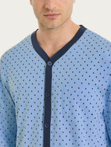 Pigiama aperto con micro rombi in Jersey di Cotone 44-56 Azzurri Uomo - Ragno