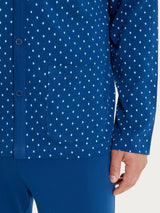 Pigiama aperto con micro rombi in Jersey di Cotone 44-56 Blu Uomo - Ragno