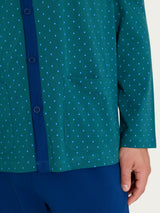 Pigiama aperto con micro rombi in Jersey di Cotone 44-56 Verdi Uomo - Ragno