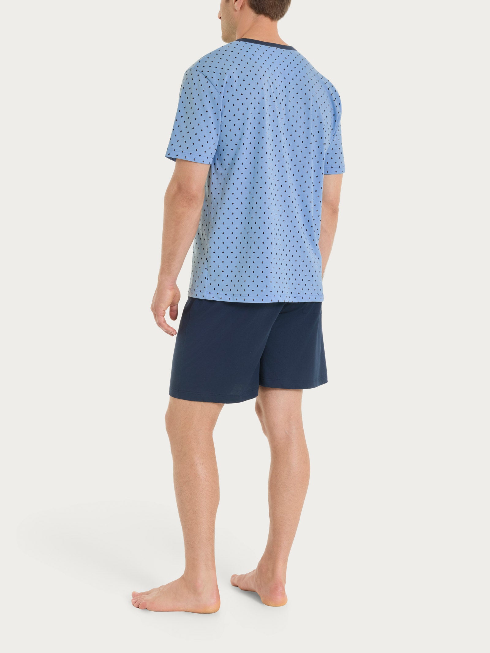 Pigiama corto con micro rombi in Jersey di Cotone Azzurri Uomo - Ragno