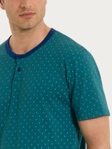 Pigiama corto con micro rombi in Jersey di Cotone Verdi Uomo - Ragno