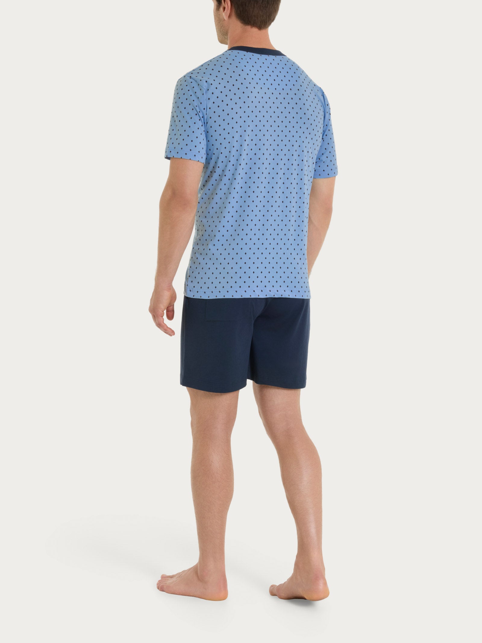 Pigiama corto e aperto con micro rombi in Jersey di Cotone 58-60 Azzurri Uomo - Ragno