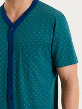 Pigiama corto e aperto con micro rombi in Jersey di Cotone 58-60 Verdi Uomo - Ragno