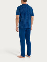 Pigiama trittico con micro rombi in Jersey di Cotone Blu Uomo - Ragno