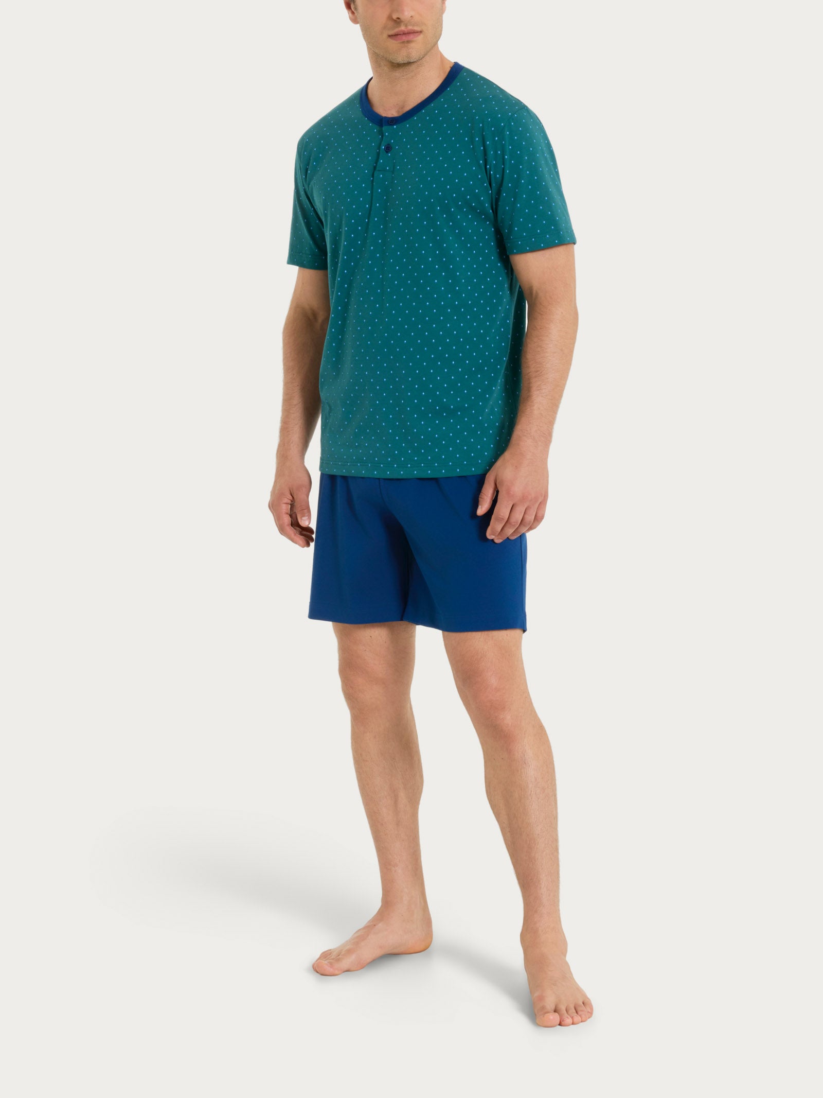 Pigiama trittico con micro rombi in Jersey di Cotone Verdi Uomo - Ragno