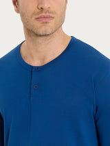 Pigiama tartan a serafino in Jersey di Cotone  Blu Uomo - Ragno