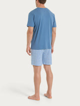 Pigiama tartan con girocollo in Jersey di Cotone  Blu Uomo - Ragno