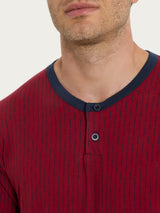 Pigiama lungo con dettagli micro geometrici in Jersey di Cotone Rossi Uomo - Ragno