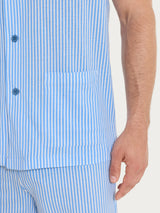 Pigiama aperto a righe in Jersey di Cotone Bianchi Uomo - Ragno