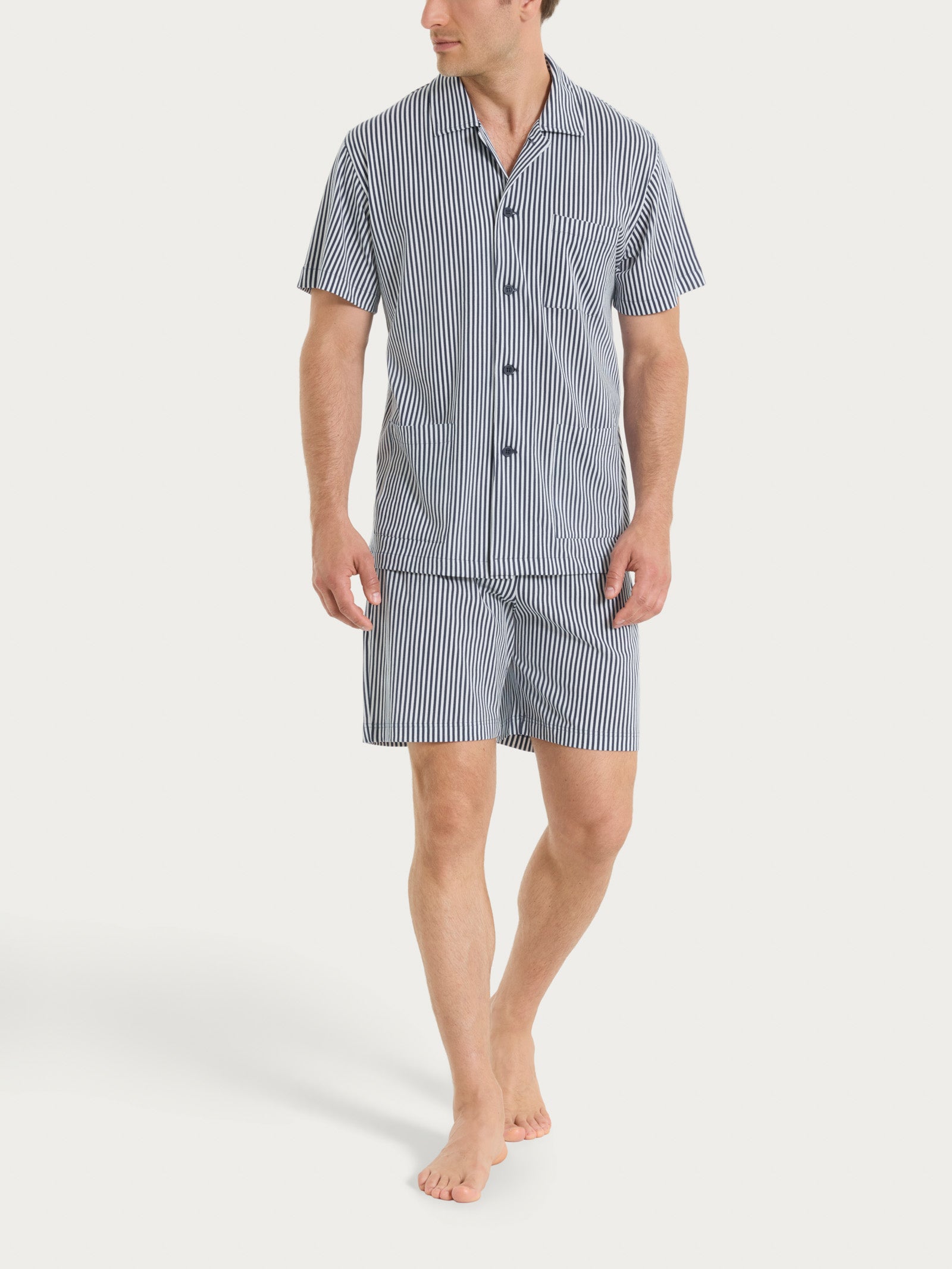 Pigiama aperto a righe in Jersey di Cotone Bianchi Uomo - Ragno