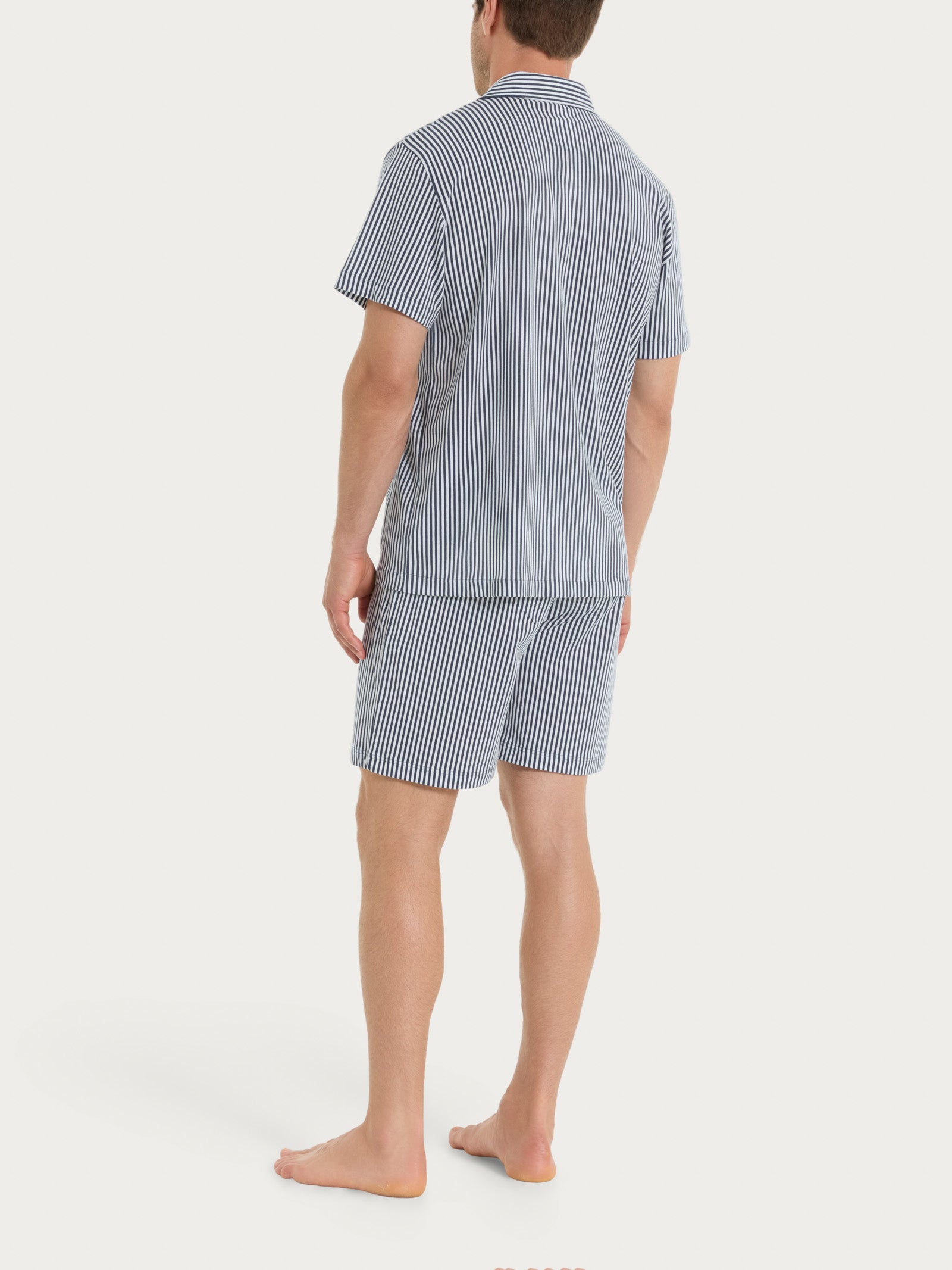 Pigiama aperto a righe in Jersey di Cotone Bianchi Uomo - Ragno
