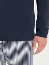 Pigiama lungo a righe con girocollo in Jersey di Cotone Bianchi Uomo - Ragno