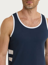 Canottiera a spalla larga con tasca in Jersey di Cotone Blu Uomo - Ragno