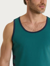 Grünes, breitschultriges Tank-Top aus Baumwoll-Jersey für Herren mit Tasche - Ragno