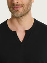 T-shirt con scollo a V in slub jersey di cotone Neri Uomo - Ragno