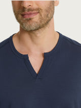 T-shirt con scollo a V in slub jersey di cotone Blu Uomo - Ragno