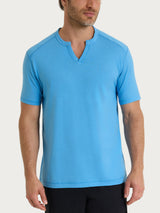 T-shirt con scollo a V in slub jersey di cotone Azzurri Uomo - Ragno