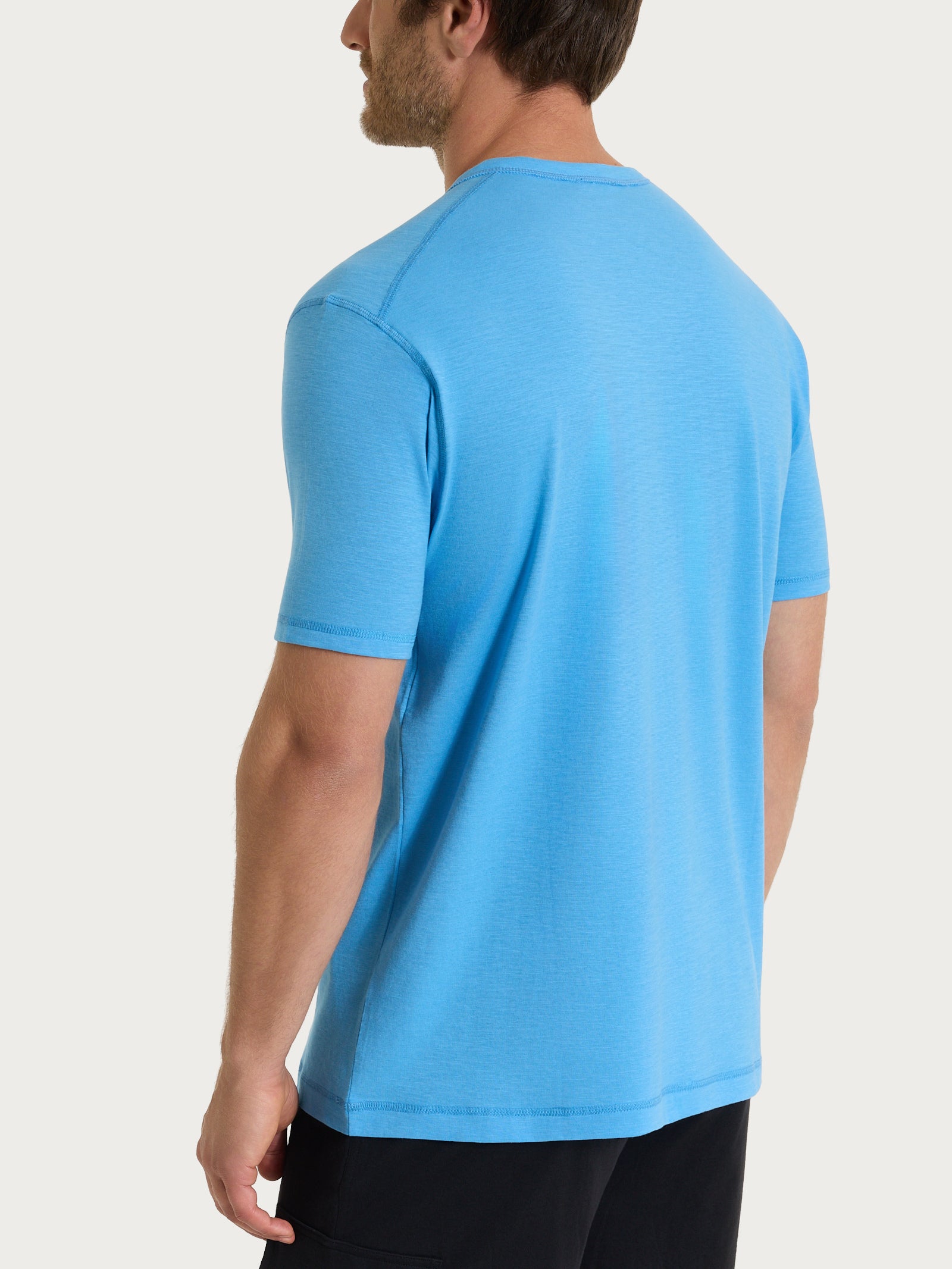 T-shirt con scollo a V in slub jersey di cotone Azzurri Uomo - Ragno