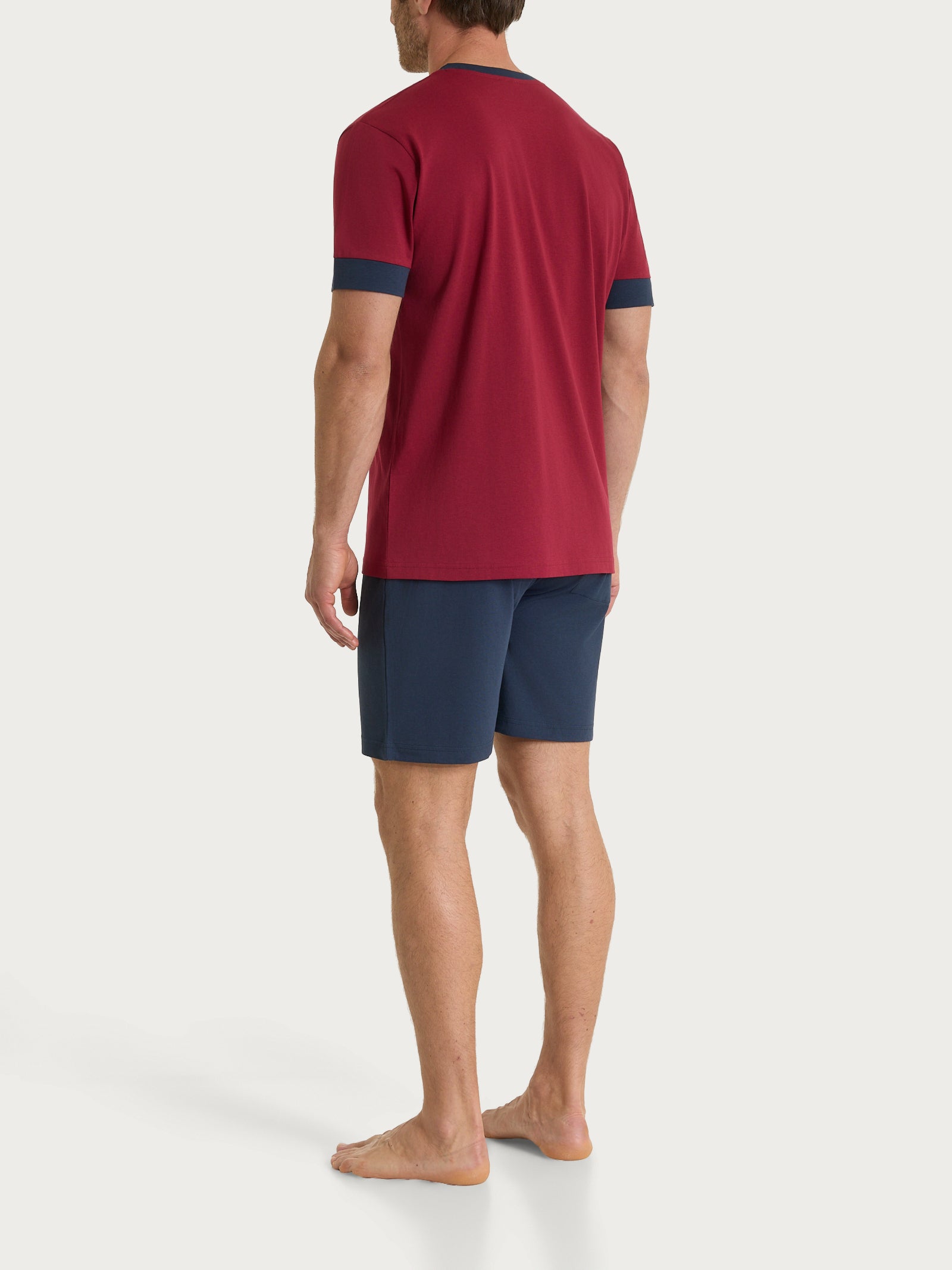 Pigiama corto con scollo a V e dettagli in Jersey di Cotone Rossi Uomo - Ragno