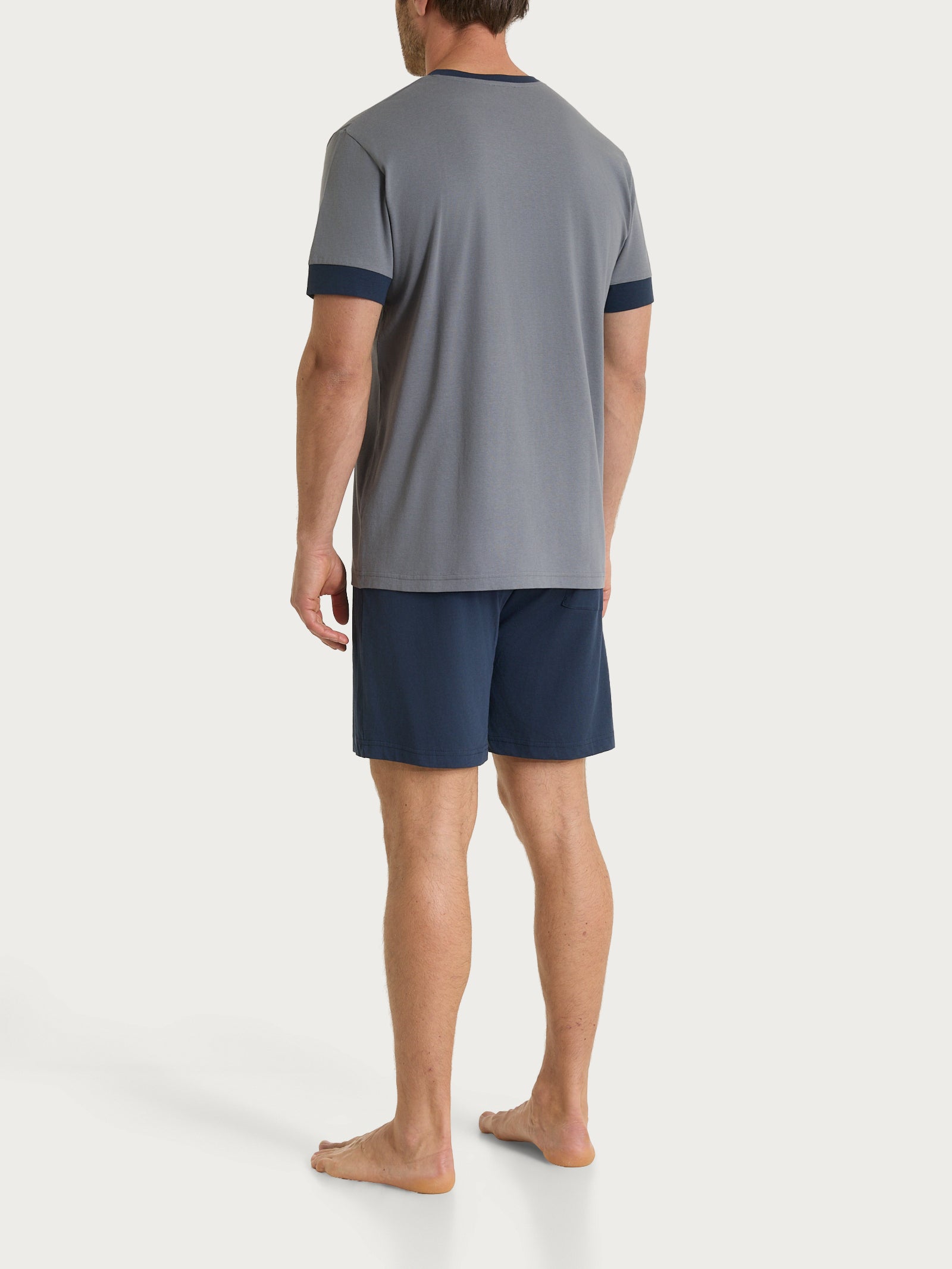 Pigiama corto con scollo a V e dettagli in Jersey di Cotone Grigi Uomo - Ragno