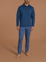 Pigiama polo con taschino in interlock di cotone Azzurri Uomo - Ragno