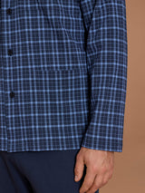 Pigiama aperto con tasche e fantasia in interlock di cotone 44-56 Blu Uomo - Ragno