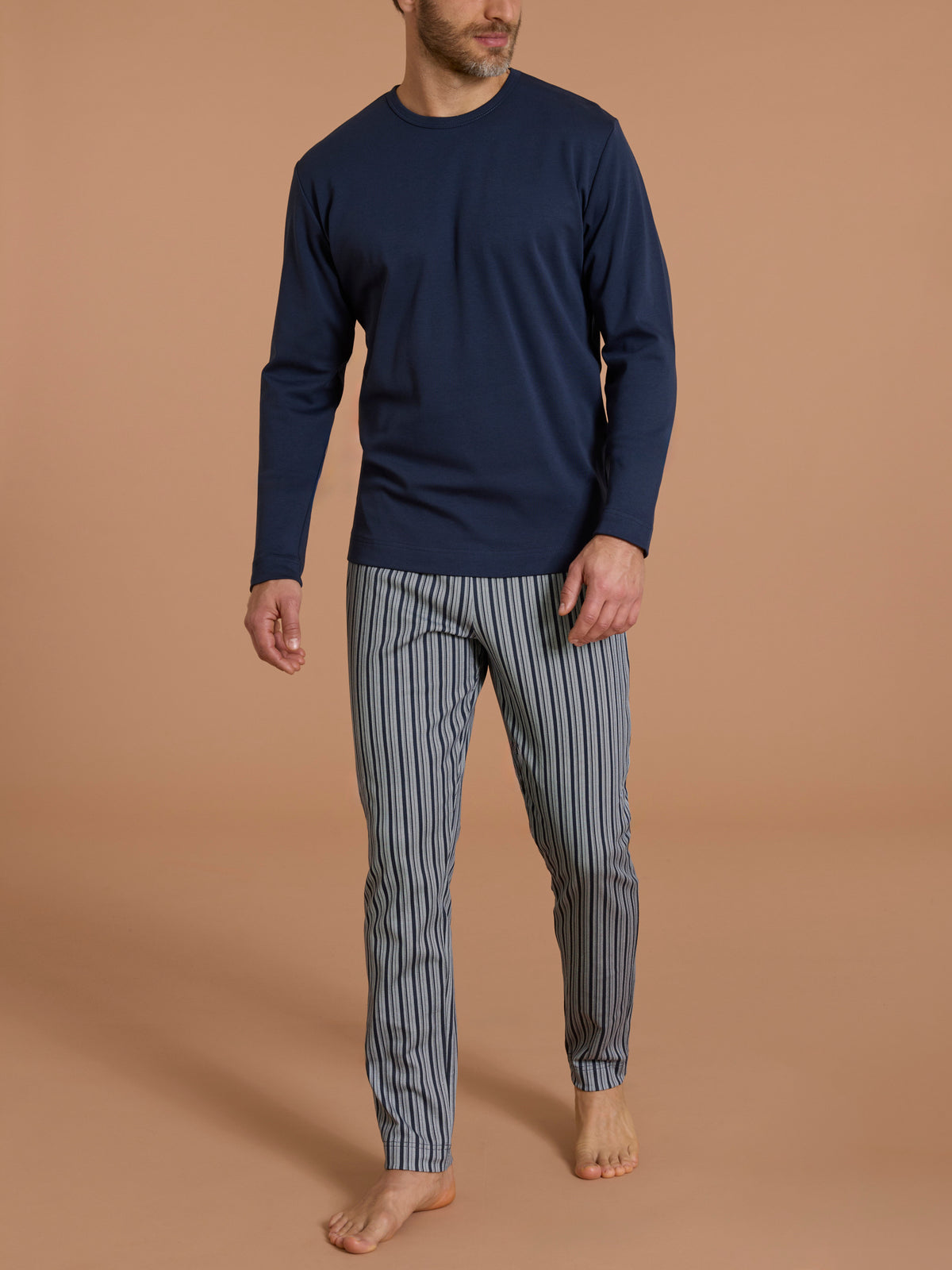 Pigiama girocollo in interlock di cotone Blu Uomo - Ragno
