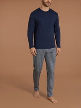 Pigiama serafino in interlock di cotone Blu Uomo - Ragno