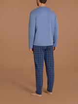 Pigiama serafino in interlock di cotone Blu Uomo - Ragno