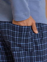 Pigiama serafino in interlock di cotone Blu Uomo - Ragno