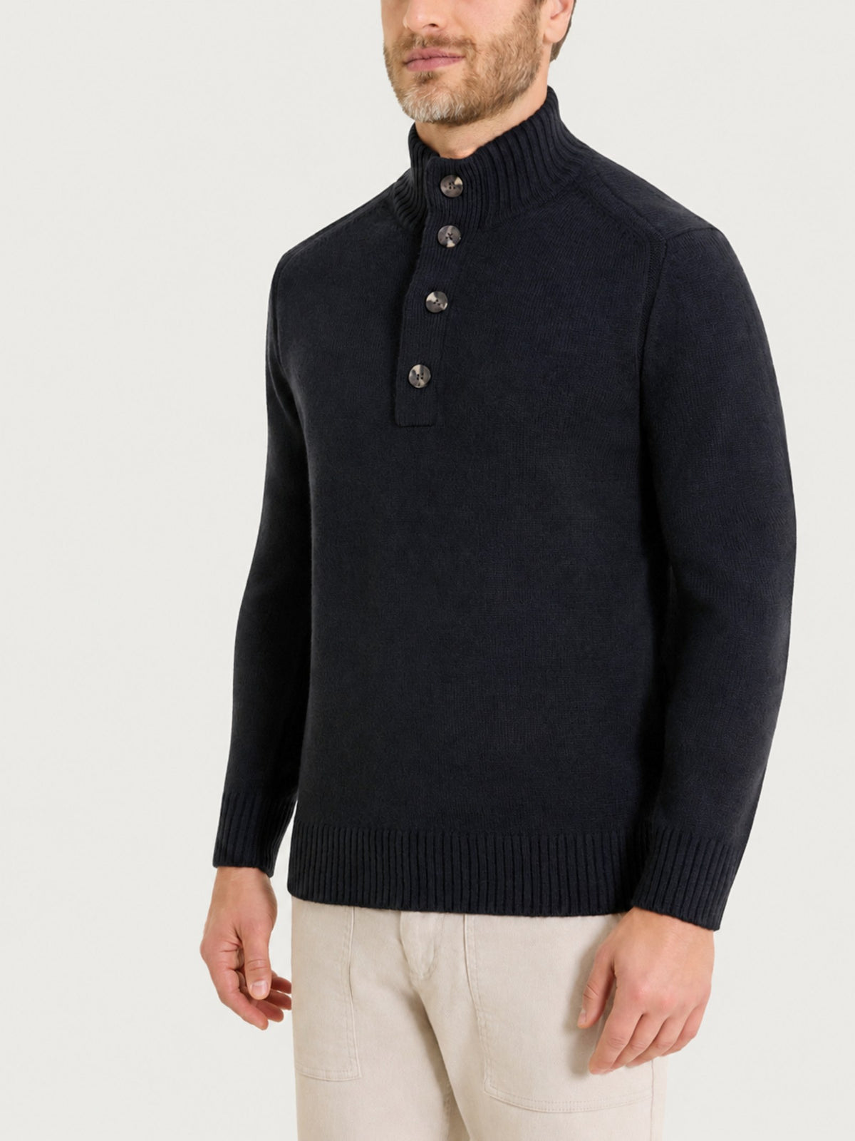 Lupetto con quattro bottoni in NaturalSoft Blu Uomo - Ragno