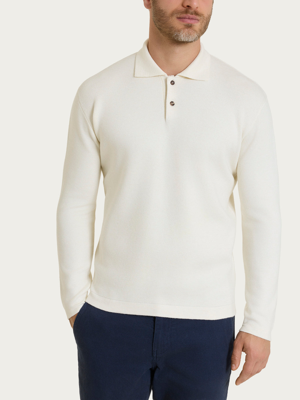 Polo a manica lunga in NaturalSoft Bianchi Uomo - Ragno