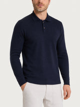 Polo a manica lunga in NaturalSoft Blu Uomo - Ragno