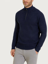 Lupetto con mezza zip in NaturalSoft Blu Uomo - Ragno
