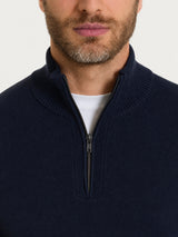 Lupetto con mezza zip in NaturalSoft Blu Uomo - Ragno