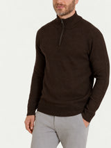 Lupetto con mezza zip in NaturalSoft Marroni Uomo - Ragno