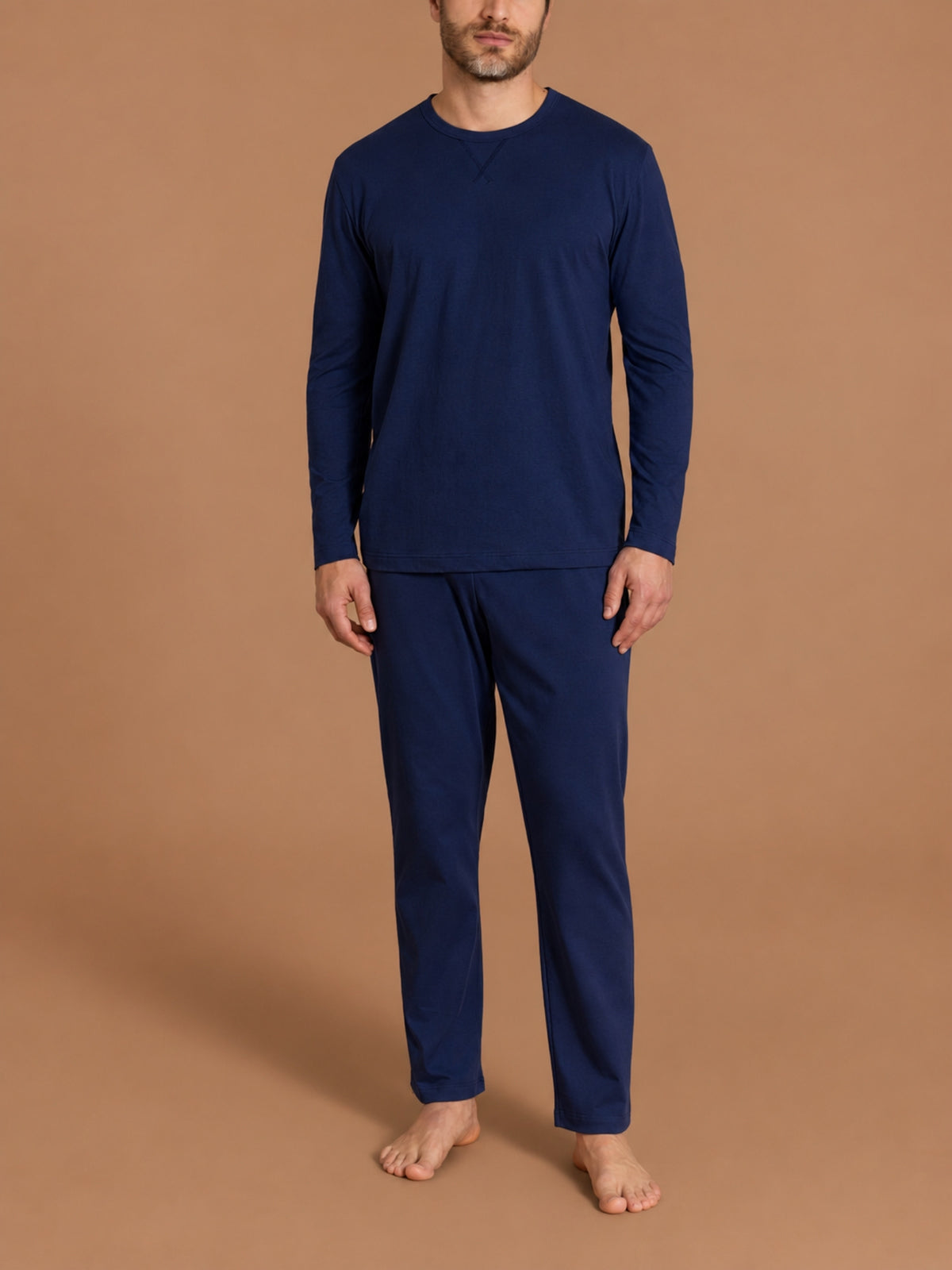 Pigiama girocollo in Jearsey Double Peach Blu Uomo - Ragno