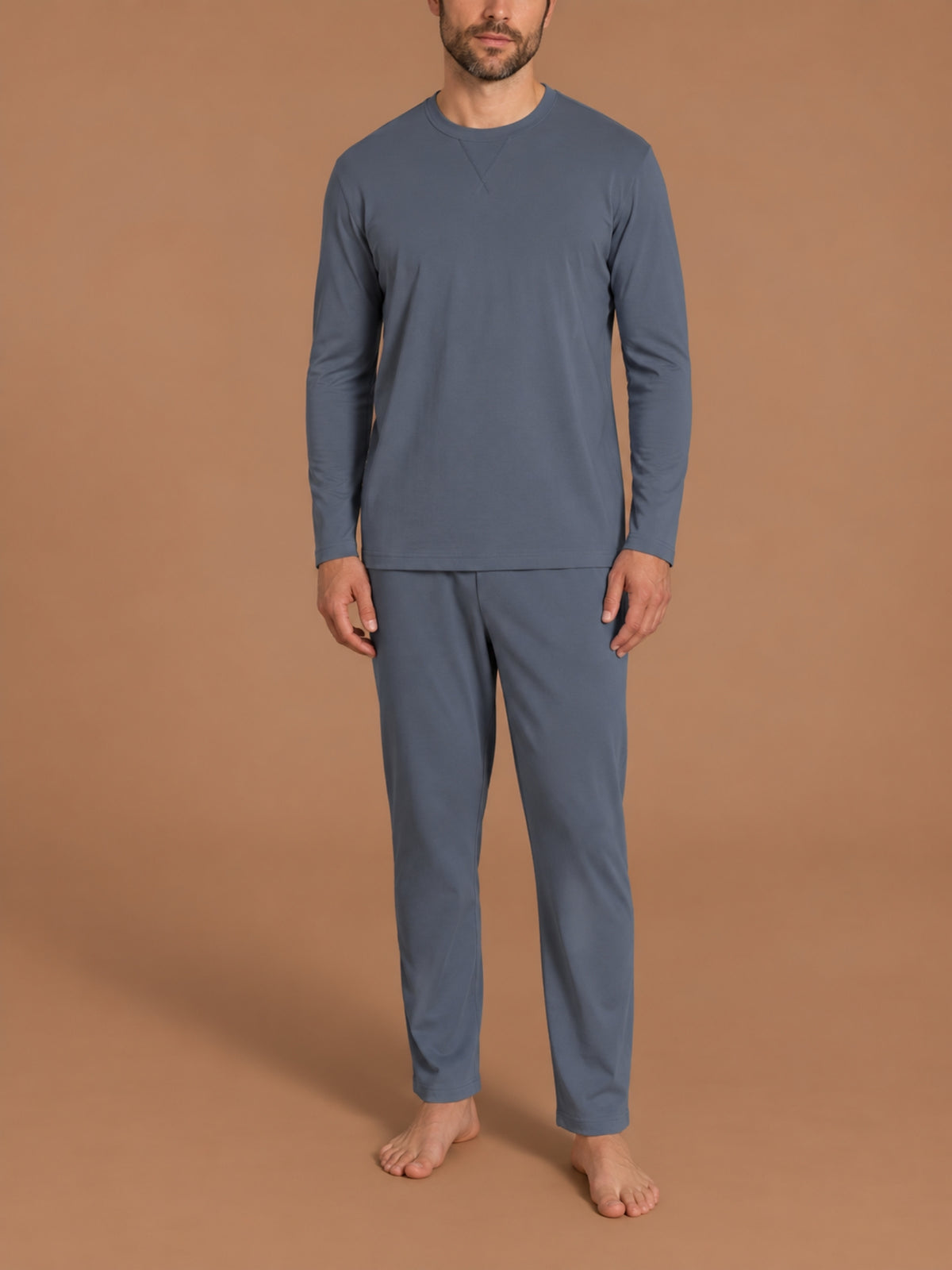 Pigiama girocollo in Jearsey Double Peach Neri Uomo - Ragno