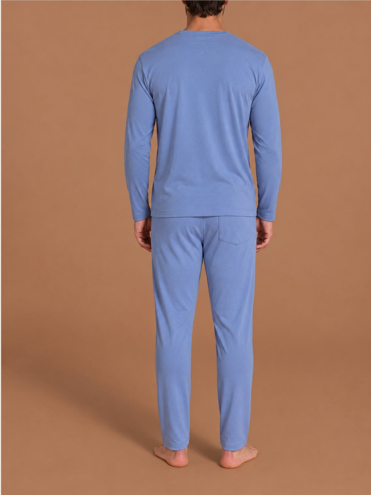 Pigiama girocollo in Jearsey Double Peach Azzurri Uomo - Ragno